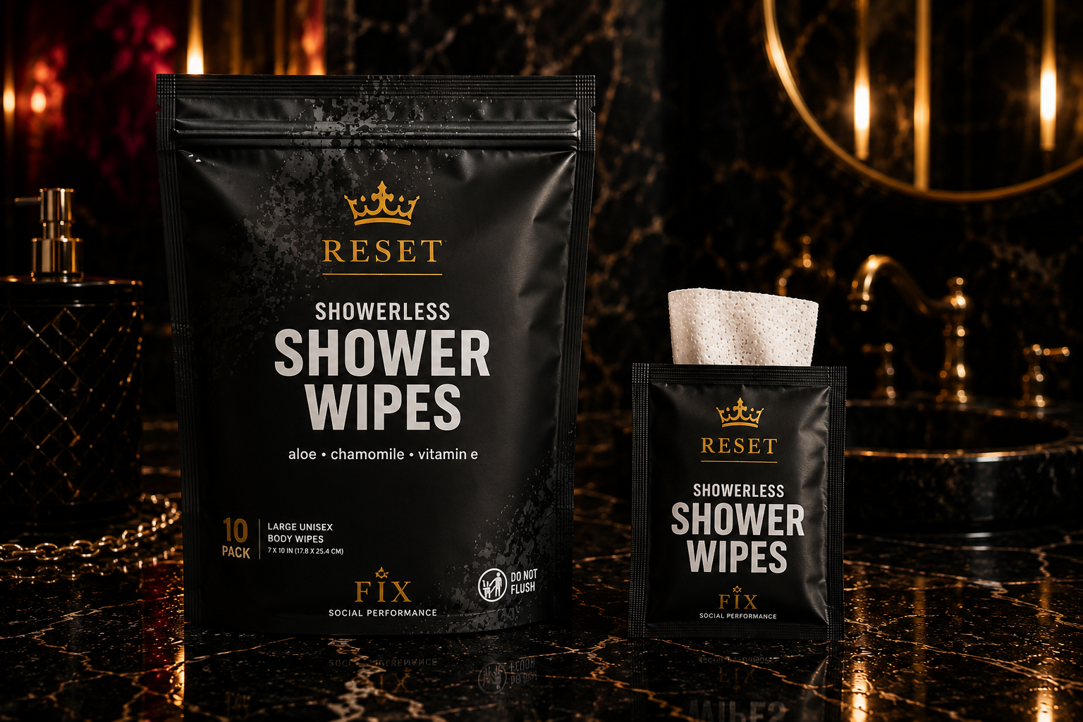 RESET - showerless shower wipes - 10 pack