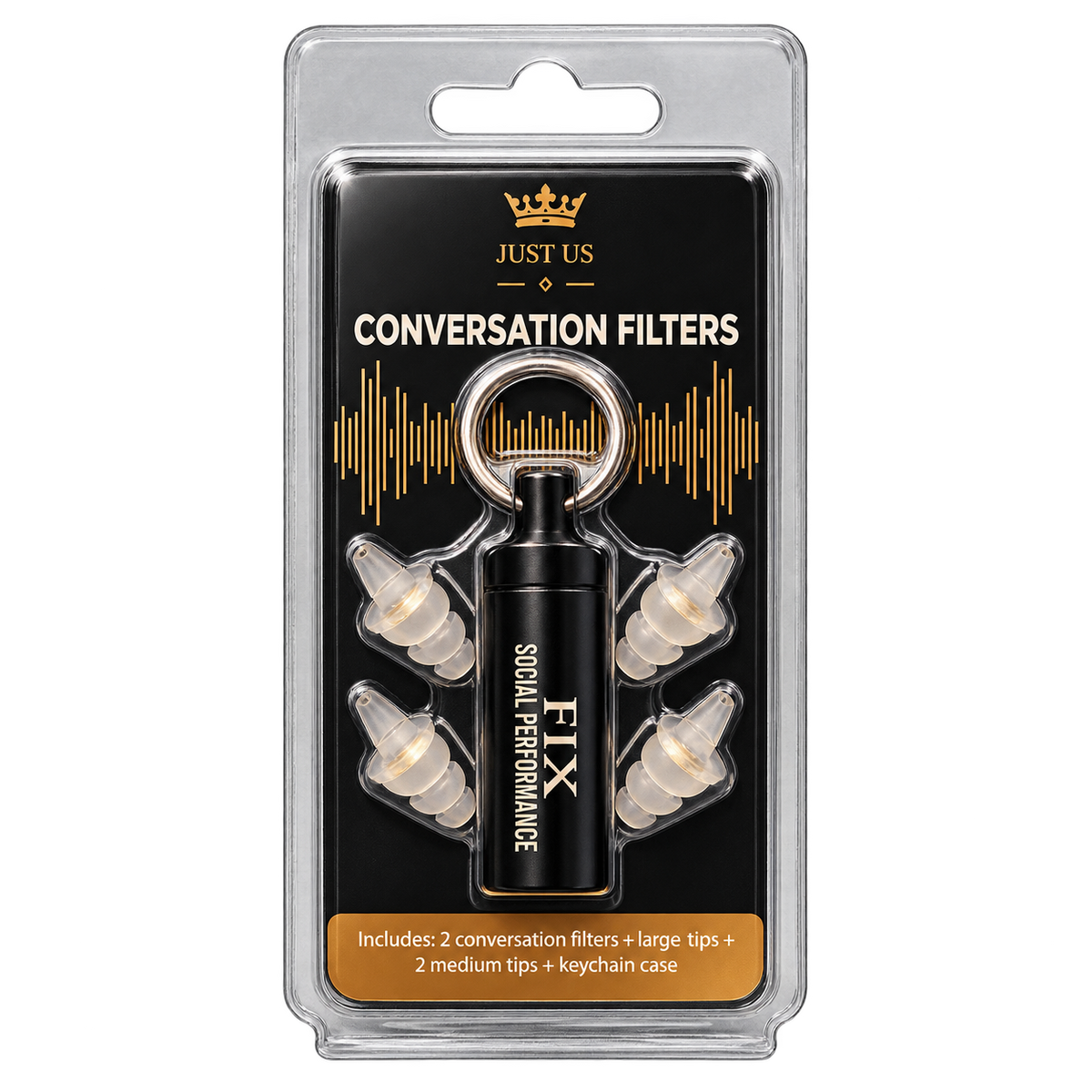JUST US – Conversation Filters – 2 Plugs + Keychain Case