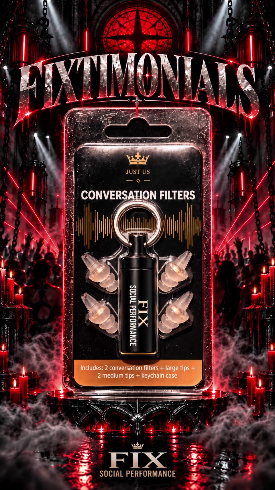 JUST US – Conversation Filters – 2 Plugs + Keychain Case